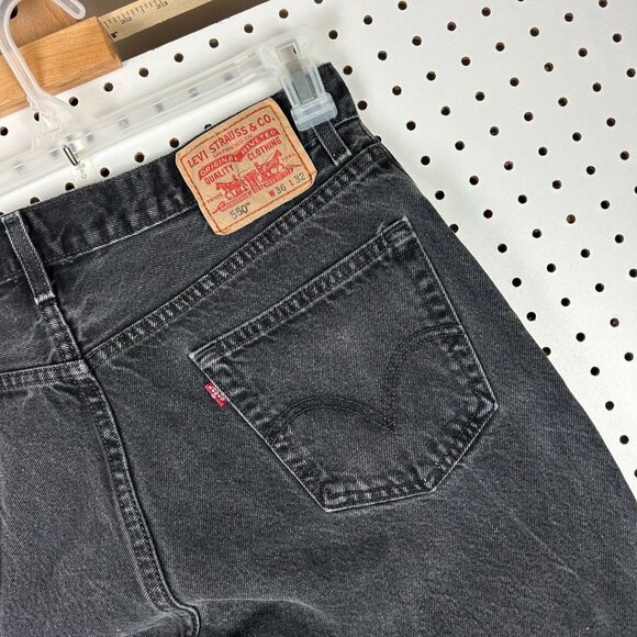 Levi's 550 Relaxed Fit Black Denim Jeans 34x32 Fade Streetwear Classic‎ Y2K - Picture 2 of 7